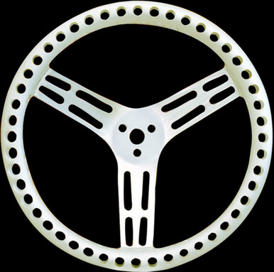 Longacre Steering Wheel 14in Dished Drilled Natural 52-56835