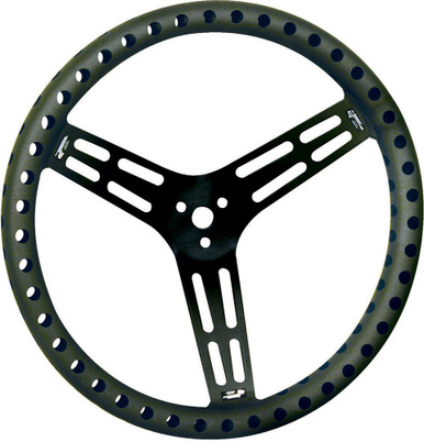 Longacre Steering Wheel 15in Flat Drilled Black 52-56867
