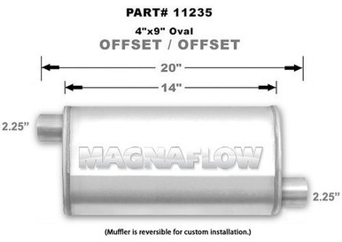 Stainless Muffler 2.25in. Offset In/Out MAG11235