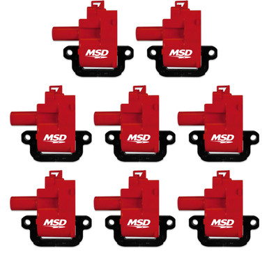 MSD Blaster LS Ignition Coils Red 8-Pack for 1998-2006 GM LS1/LS6 Engines 82628
