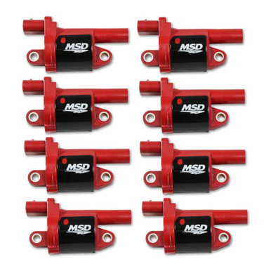 MSD Blaster Gen V Red Round Ignition Coils for GM V8 2014-Up Set of 8 82688