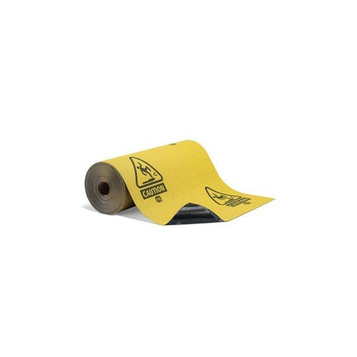 PIG Grippy Caution Adhesive-Backed Absorbent Mat 1 roll Yellow 100' L x 32" W