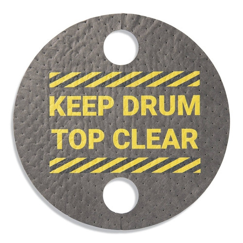 Absorbent Barrel Top Safety Message Mat w Poly Backing Keep Drum Top Clear, 25PK