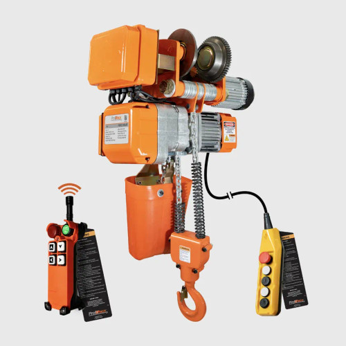 1 ton 2200 lb 110~120V 1 Speed Electric Chain Hoist Power Trolley 20 ft. G80 Chain H2 Duty Wireless PWHC1000uW