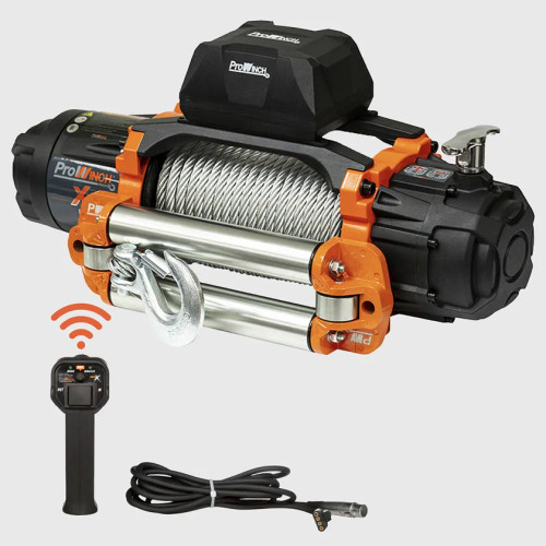 9500 lbs Electric Waterproof Winch Steel Rope Steel Roller 24V Wireless PWXR9500i-24VB