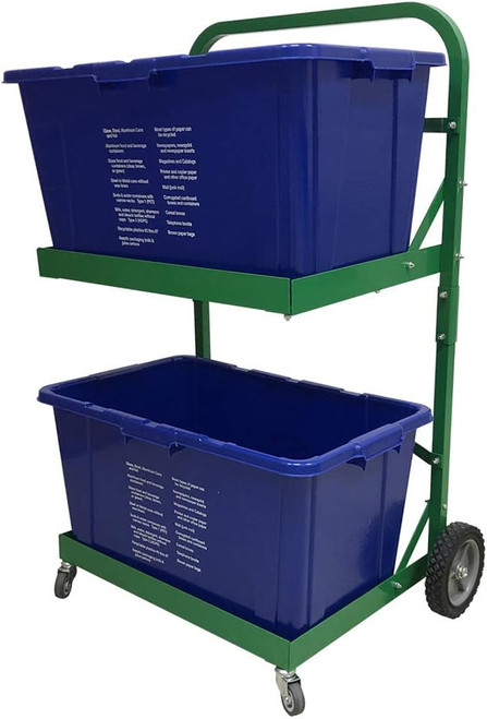 Metal-Reinforced Recycling Bins Cart with 4 Wheels for Home, Kitchen, Garden Garbage,360 Degree Swivel Wheels with 220lb Weight Capacity, Green Color