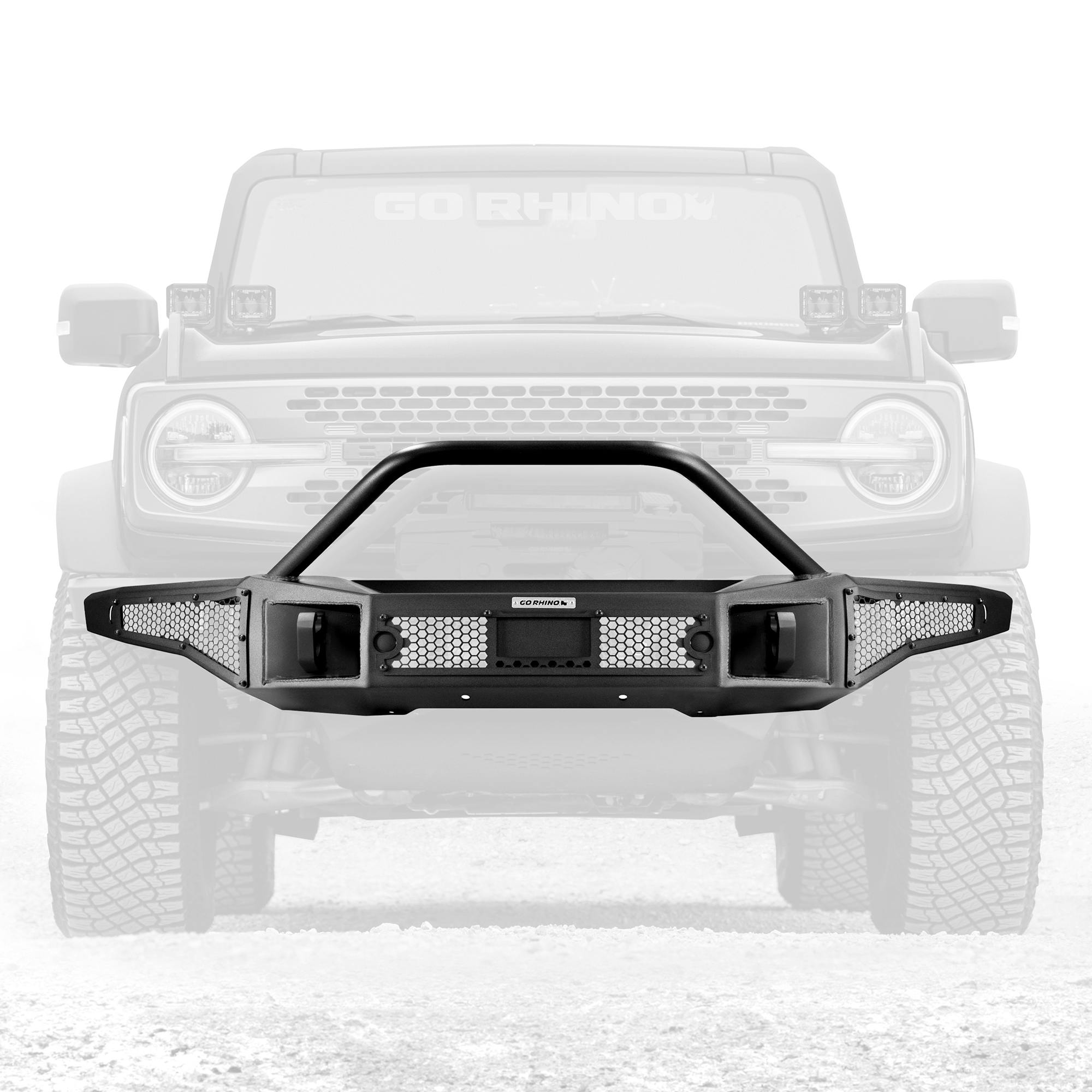 Go Rhino 331401T Rockline Winch-Ready Front Full Width Bumper With Overrider For Ford Bronco