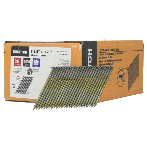 BOSTITCH Degree 2-3/8-Inch by .120-Inch Wire Weld Framing Nails 2,000 per Box