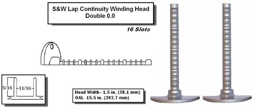 S&W Lap Continuity Heads Lap Continuity Head 16 Slots - 1.5 in. (38.1 mm) Head Width - OAL 15.5 in. (393.7 mm)