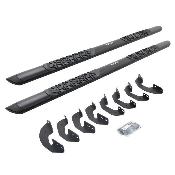 Go Rhino V3441687T V-Series V3 Aluminum Side Steps with Mounting Brackets Kit - TextBlack -Crew Max