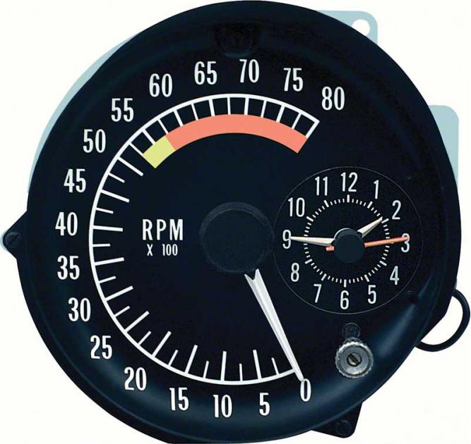 1973-75 Firebird, Tachometer / Clock Gauge Assembly, 5500 Redline, In-Dash
