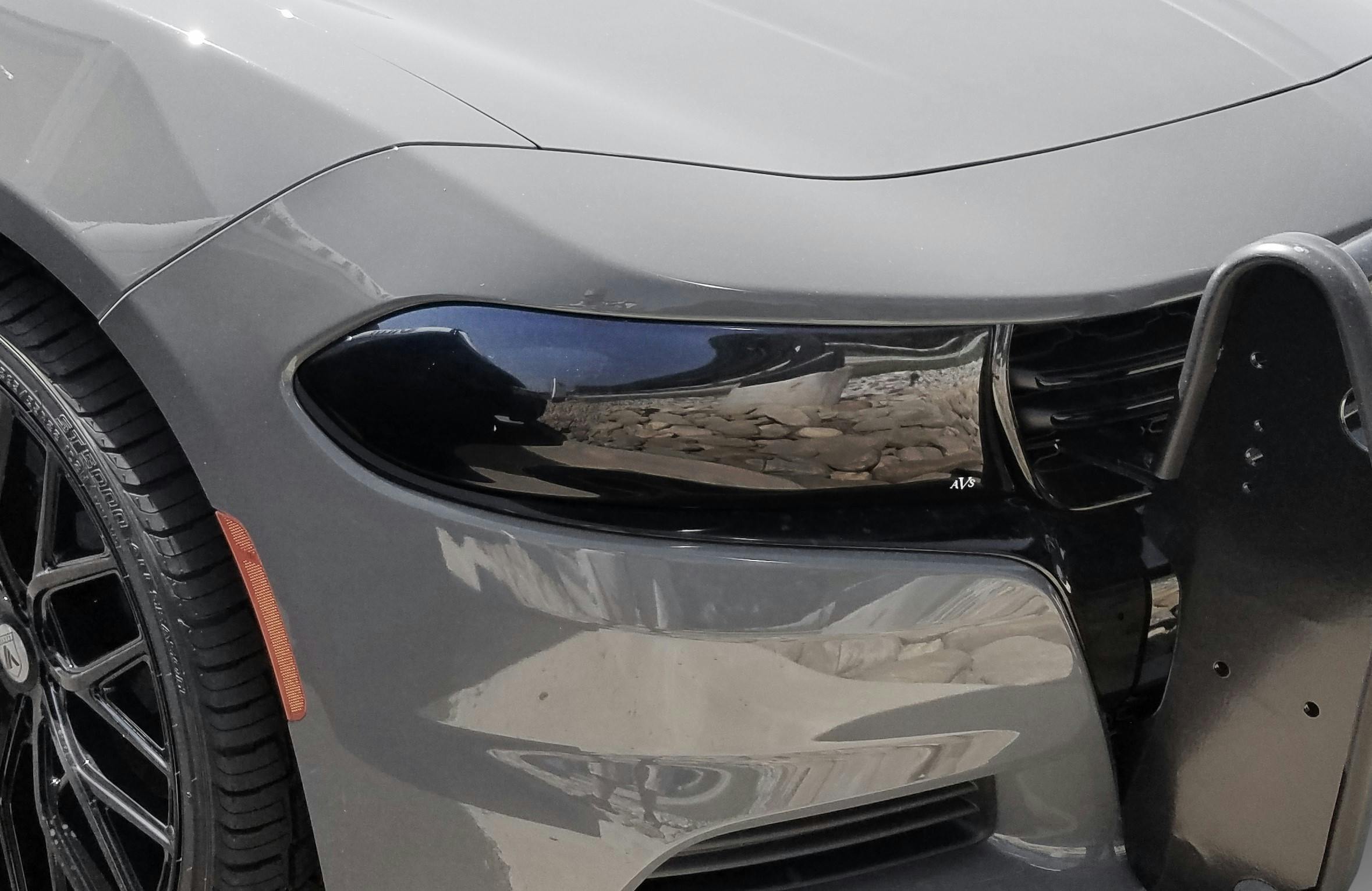 AVS 37373 Headlight Covers; Smoke Black Out; 2pc.