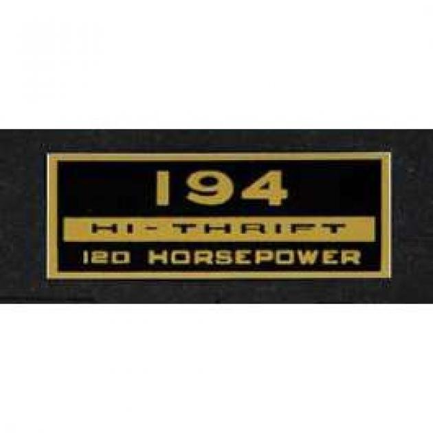 Full Size Chevy Valve Cover Decal, 6-Cylinder 194/120hp Hi-Thrift