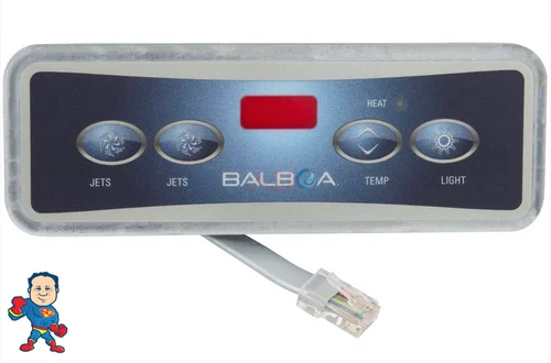 Balboa Lite Duplex 4-Button Digital Topside Control – E4 – Rectangular Panel – 2 Pumps, Temp & Light