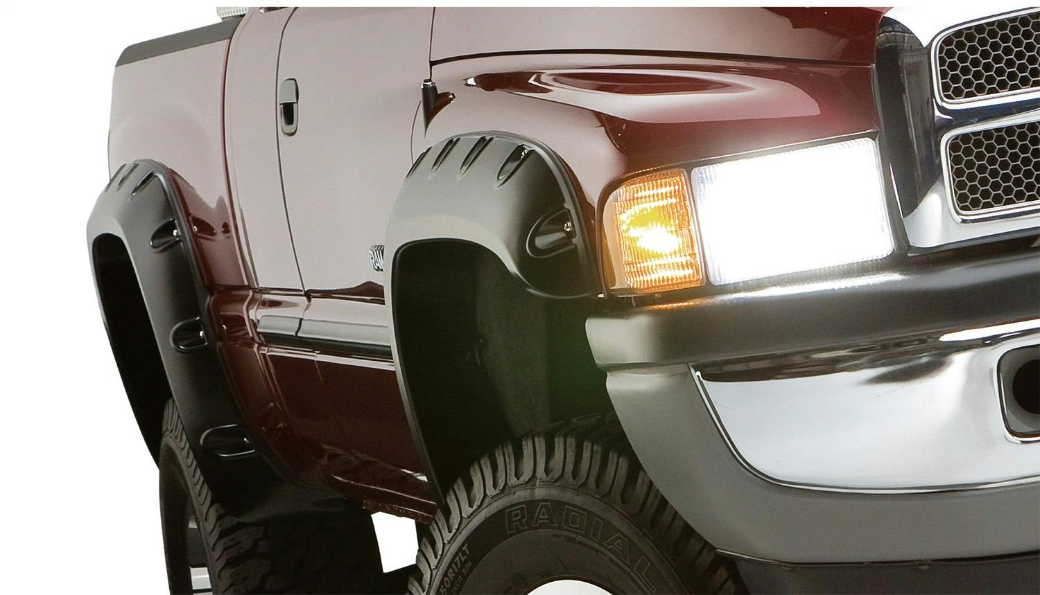 Bushwacker 50924-25 Fender Flares Pocket Style-Color Ivory Pearl Tri-Coat Smooth Finish 4 Pc
