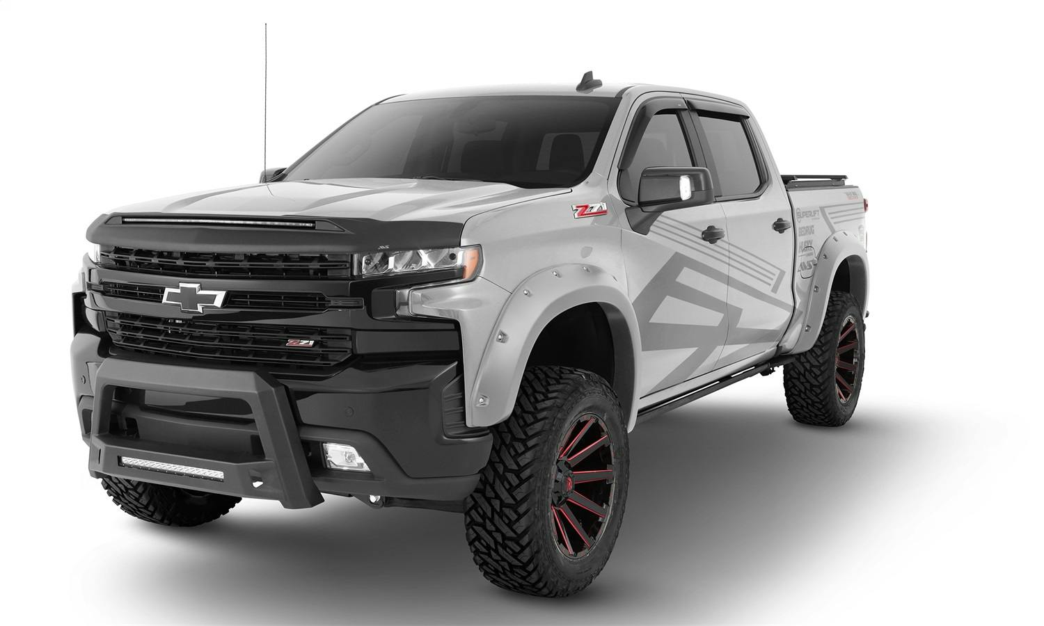 Bushwacker 40927-54 Fender Flares Pocket Style-Color Silver Ice Metallic Smooth Finish 4 Pc