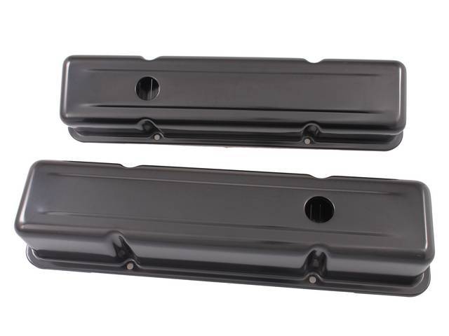 Valve Cover Set, Tall Profile (3 5/8 Inch Height) W/ Oil Baffles, Black finish, reproduction