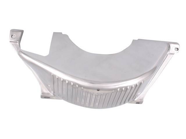Flexplate Cover, w/ 2 7/8 inch starter slot, w/ finned polished aluminum finish, reproduction