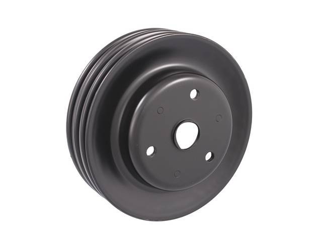 Crankshaft Pulley, triple groove, 7.8 inch O.D on all three grooves, Black finish, reproduction