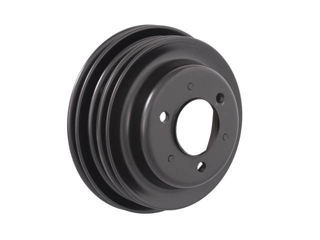 Crankshaft Pulley, triple groove, 7.8 inch o.d., Black finish, reproduction