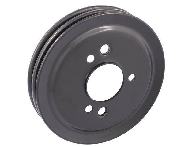 Crankshaft Pulley, Double Groove (alternator and A/C belts), 7.6 inch o.d., Black finish, reproduction