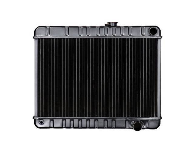 RADIATOR, Down Flow, Copper / Brass, 4 Row, 23 3/4" x 15 5/8" x 2 5/8" thick core size, 1 1/2" RH inlet, 1 3/4" RH outlet, OE style repro