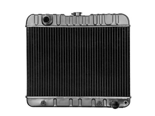RADIATOR, Down Flow, Copper / Brass, 4 Row, 23" x 15 5/8" x 2 5/8" thick core size, 1 1/2" LH inlet, 1 3/4" RH outlet, OE style repro