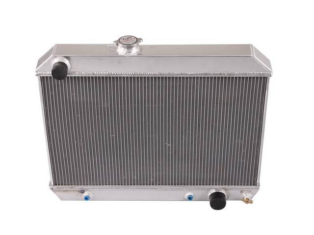 RADIATOR, Down Flow, Champion, Aluminum, 3 Row, 25" x 15 3/4" core size, 1 1/2" LH inlet, 1 3/4" RH outlet, Saddle mount, Natural finish