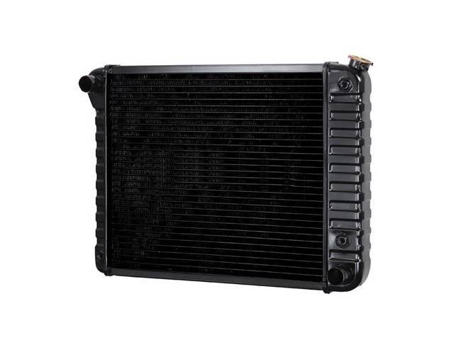 RADIATOR, Down Flow, Copper / Brass, 4 Row, 20 1/4" x 17" x 2 5/8" thick core size, 1 1/2" LH inlet, 1 1/2" RH outlet, OE style repro