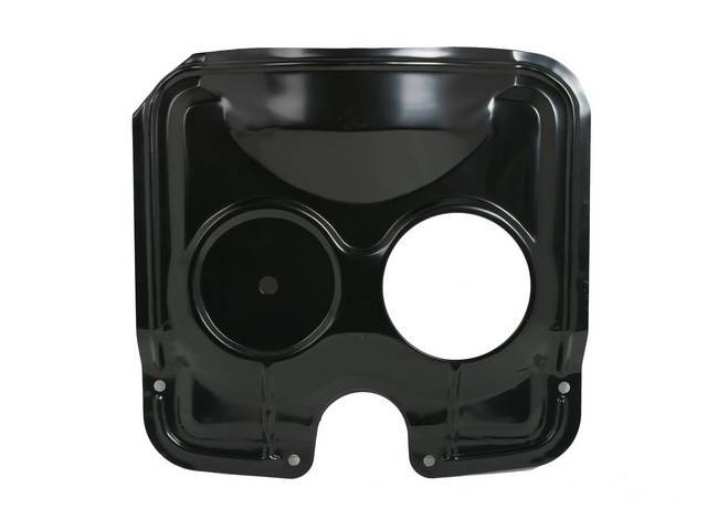 Radiator Fan Guard / Shield, Top, LH radiator cap opening, black painted finish, reproduction