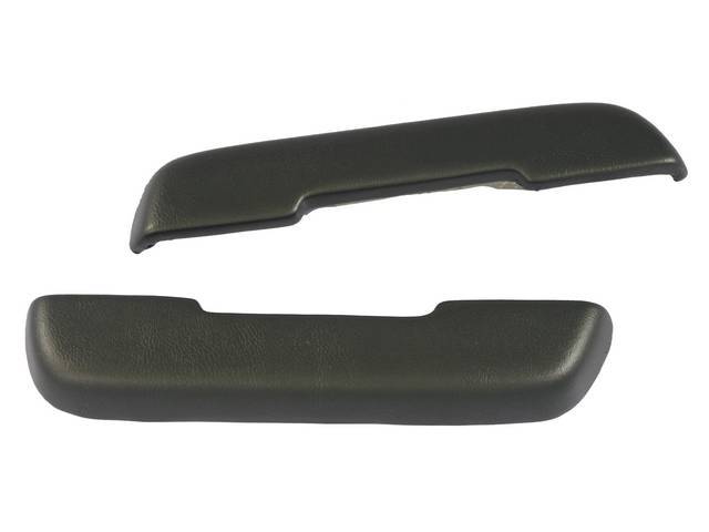COVER / PAD / TRIM, Arm Rest, Front Door, Dark Met. Green, Legendary, Madrid grain vinyl over a steel core, 11 inch length, concours correct repro