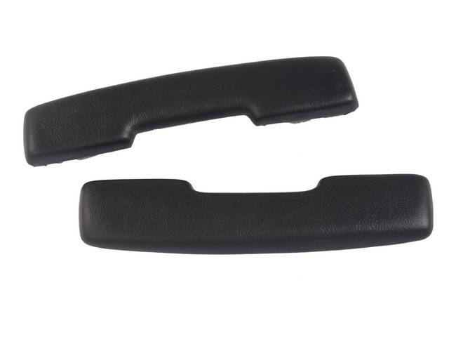 COVER / PAD, Arm Rest, Front Door, Black, Legendary, Madrid grain vinyl over a steel core, 11 inch length, concours correct repro