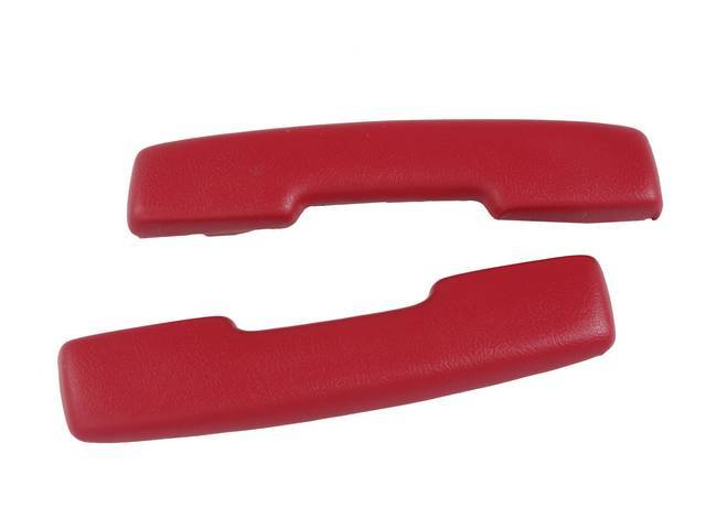COVER / PAD / TRIM, Arm Rest, Front Door, Red, Legendary, Madrid grain vinyl over a steel core, 11 inch length, concours correct repro
