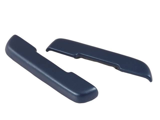 Arm Rest Cover / Pad / Trim, Front Door, Dark Met. Blue, Legendary, Madrid grain vinyl over a steel core, 11 inch length, concours correct repro