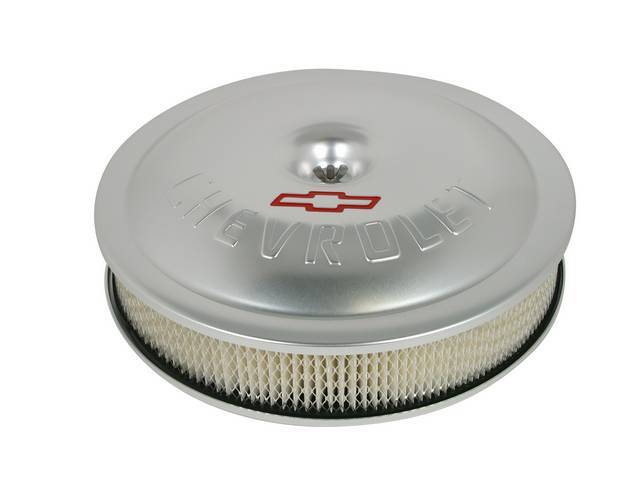 Air Cleaner Assembly, Aluminum, Performance, 14 inch x 3 inch, Anodized, **CHEVROLET and Red Bowtie**, GM Licensed Reproduction