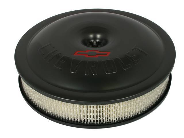 Air Cleaner Assembly, Aluminum, Black finish, **CHEVROLET and Red Bowtie**,GM Licensed