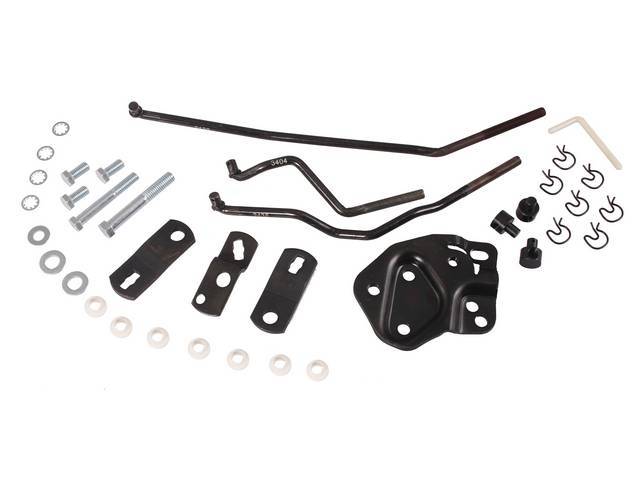 Shifter Linkage Installation Kit, 4-Speed, M/T,Incl 3 Rods, Swivels, Ends, Nuts, and Clips, reproduction