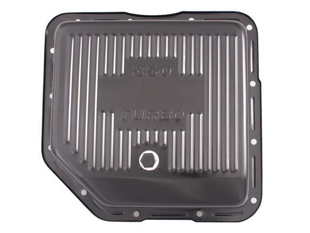 Transmission Oil Pan, Turbo 350 / TH350 3-Speed A/T, black painted finish, reproduction