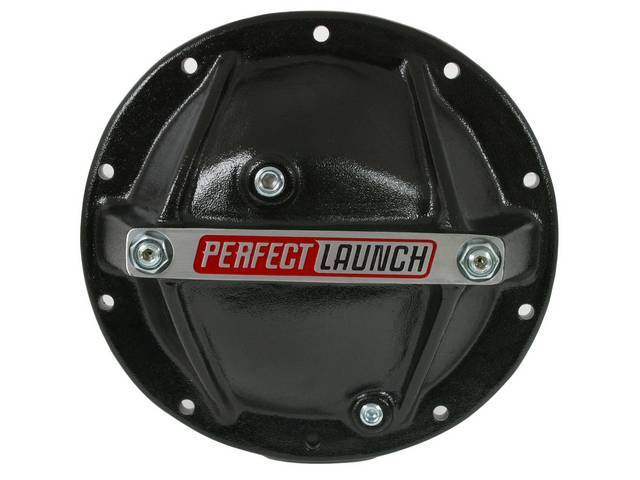 Differential / Rear End Cover, 10 Bolt w/ 8.2" / 8.5" ring gear, girdle style, aluminum w/black finish, reproduction