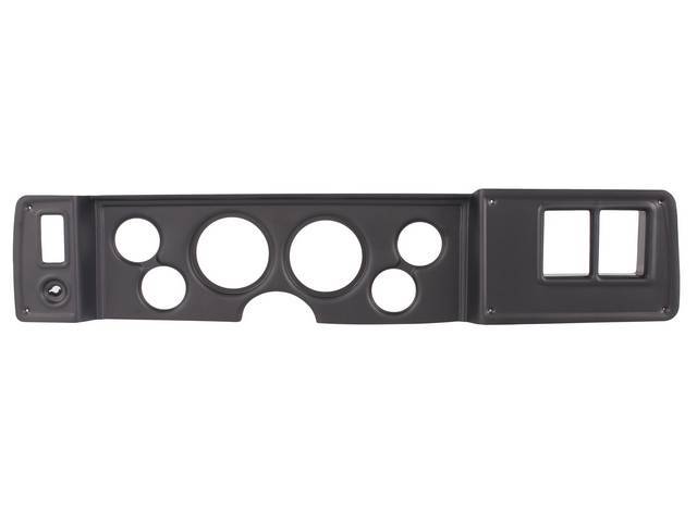 HOUSING, Instrument Carrier, custom gauge panel w/ matte black face, mounts in stock location, features six gauge openings - mounts two 3 3/8 inch gauges (common size for speedometer and tachometer) and four 2 1/16 inch gauges (gauges not incl), plus cuto