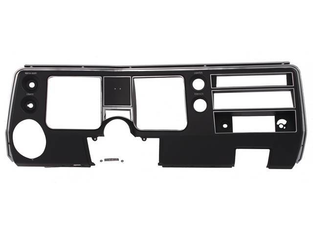Dash Carrier Assembly, w/ A/C, black and chrome finish, plastic reproduction