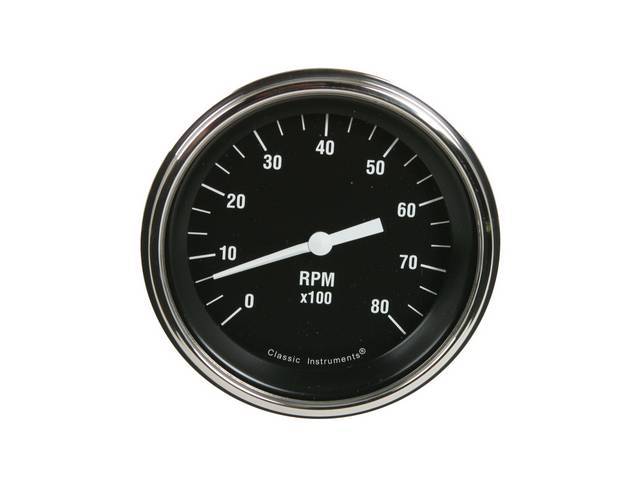 Tachometer Gauge, Classic Instruments, 3 3/8 inch, 8,000 rpm, Hot Rod Series