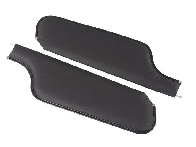 Black Premium Sunvisor Set, Perforated Grain, Concours Quality reproduction by Legendary Auto Interiors