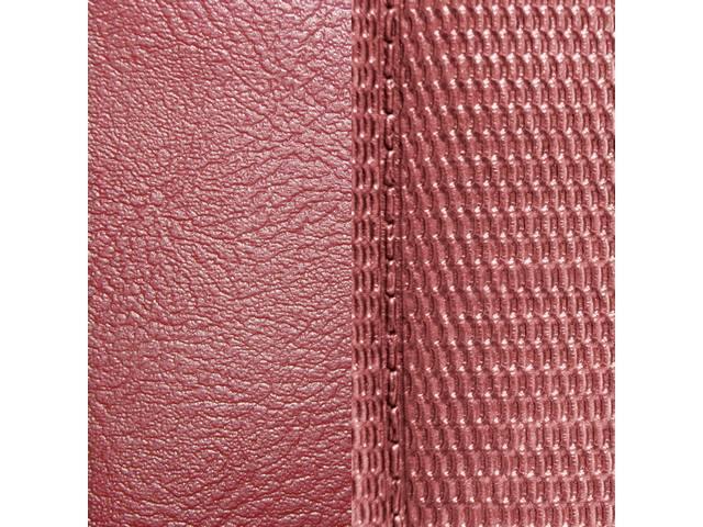 Restoration Quality Fold Down Rear Seat Upholstery Set, Deluxe Comfortweave Red Madrid Grain Vinyl w/ Comfortweave inserts and buttons, Repro (69)