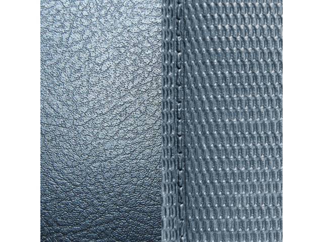 Restoration Quality Fold Down Rear Seat Upholstery Set, Deluxe Comfortweave Dk Blue Madrid Grain Vinyl w/ Comfortweave inserts and buttons, Repro (69)