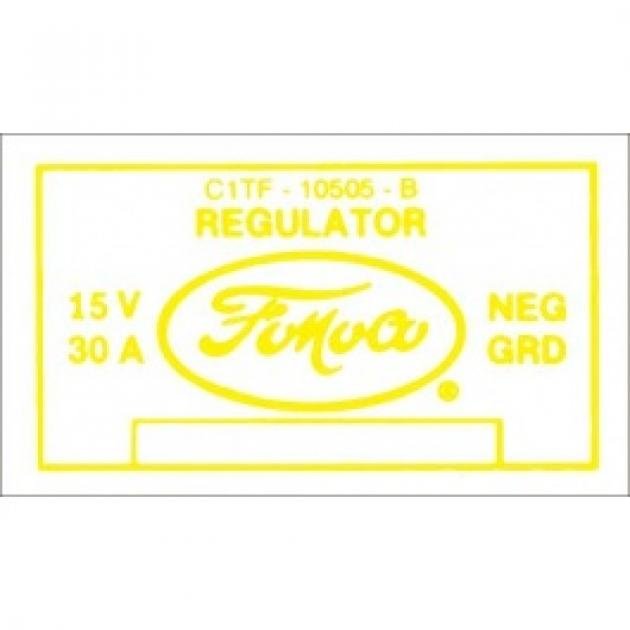 Ford Thunderbird Voltage Regulator Decal, 30 Amp, No Air Conditioning, C1TF-B, 1961