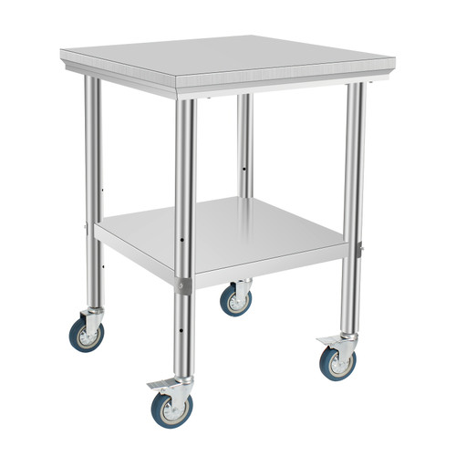 Stainless Steel Prep Table Heavy Duty 24 x 12 x 32 Inch Stainless Steel Prep Table With 4 Casters - Commercial Kitchen Restaurant Business Food Worktable