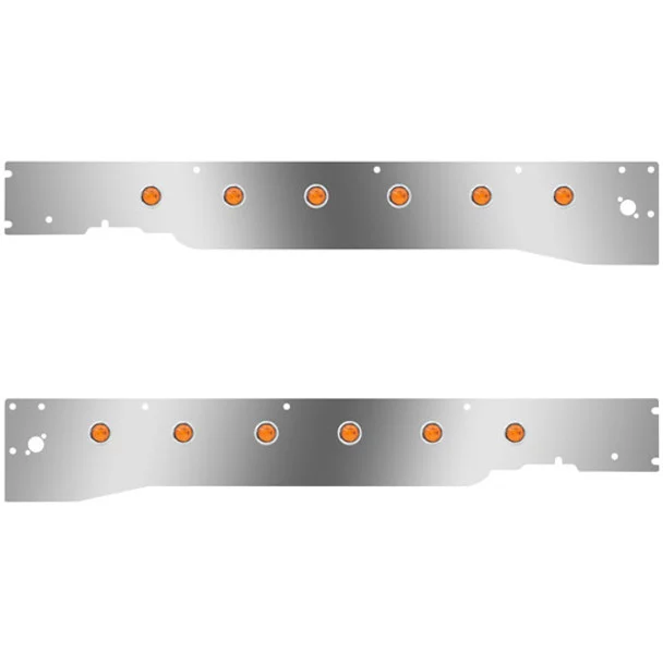 Cab Panels W/ Dual Step Light Holes, 12 – 3/4 Inch Amber/Amber LEDs For Kenworth T660 W/ RME