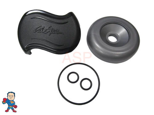 Cal Spa 3 3/4″ Buttress Diverter Valve Cap O-Ring Kit with Black Knob – Upgraded Replacement