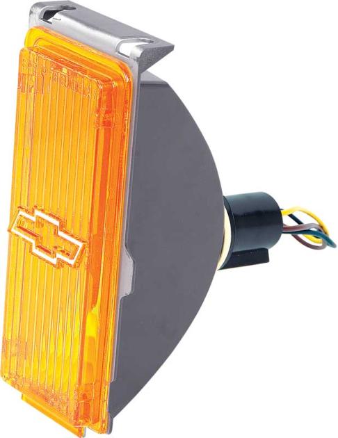 1976-77 Chevy Nova, Park Lamp Lens & Housing Assembly, with Bow Tie, RH Passenger Side